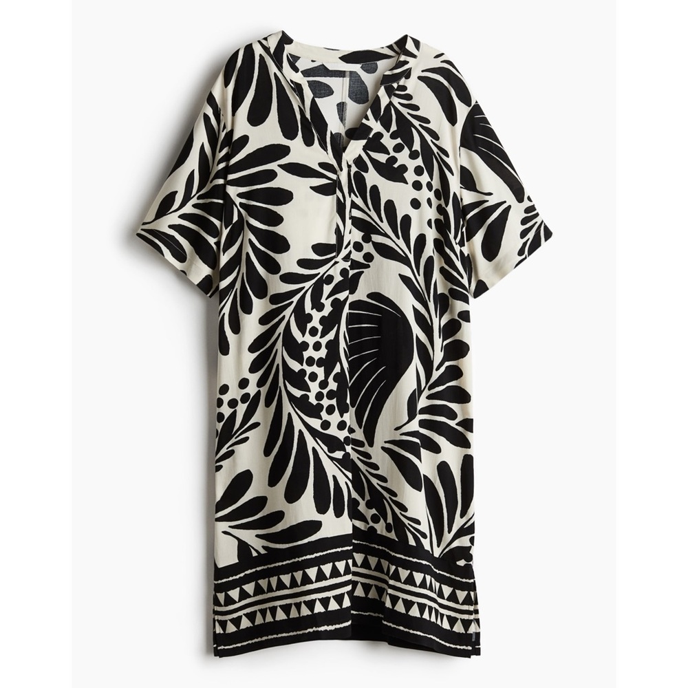 🖤 H&M Viscose Tunic Dress White/Black Patterned